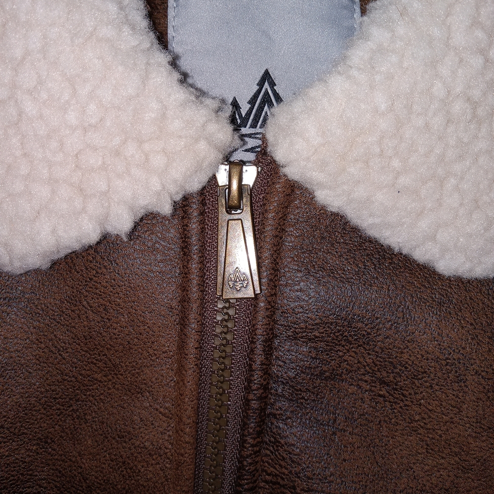 Rainforest Shearling Lined Nubuk Aviator Zip Bomber Jacket Mens Large - Picture 7 of 13